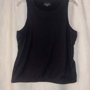 Tahari Modern Essentials Black Ribbed Crewneck Tank Top Size XL